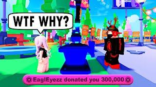 I Gave $300,000 Robux to A Random Stranger in Pls Donate