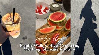 Sunday Vlog - Family Walk, Errands, Groceries, Coffee, Organizing, Skincare Routine