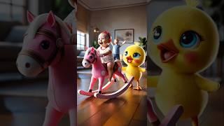 The little duck buys a rocking horse for the baby to play with.#shorts #ducklings #pets #cute