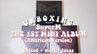 a super duper unboxing of superm SuperM 1st mini album american press (united, mark, lucas)