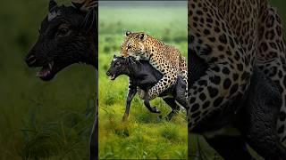 Hunter leopard  attack on a Black calf #cow #calf #leopard #tiger #babyanimal #weakanimals #shorts