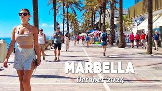 Marbella Beach Promenade Walk Malaga Costa del Sol Spain October 2024 [4K]