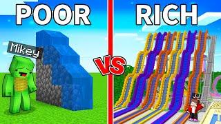 Mikey POOR vs JJ RICH Waterpark House Survival Battle in Minecraft (Maizen)