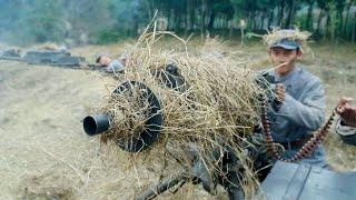 Anti-Jap Film! Eighth Route sets up a German heavy machine gun, fiercely sweeping down Jap army.