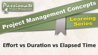 Project Management Concept #16:  Effort v Duration v Elapsed Time