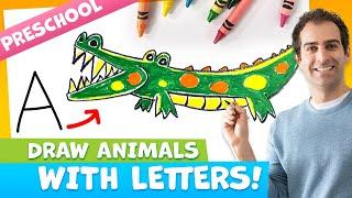 How to Draw an ALLIGATOR with the letter 'A'!