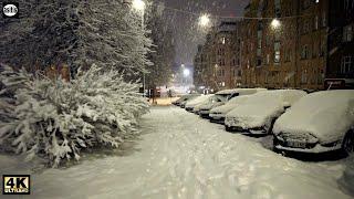 Heavy Snowfall in Helsinki Finland! Night Walk in Kallio District - Winter Wonderland (5 Jan 2022)