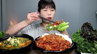 mukbang, spicy, kimchi, pork belly, ASMR.