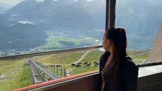 Beautiful mountain Muottas Muralg in Engadin Region, Switzerland