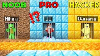 JJ And Mikey NOOB vs PRO vs HACKER PRISON Survive Battle in Minecraft Maizen