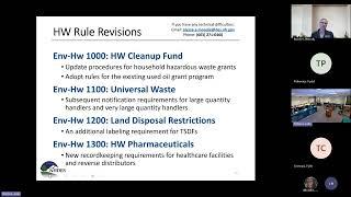 Public Hearing for Hazardous Waste Rulemaking: Various Rules