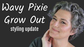 Gray Hair Wavy Pixie Grow Out #wavypixie #pixiegrowout