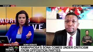 Ramaphosa's SONA comes under criticism from opposition parties: Matlala Setlhalogile