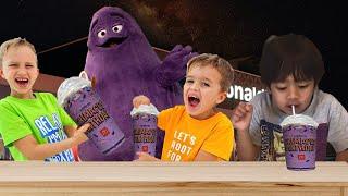 Vlad and Niki & Tag with Ryan try Grimace Shake Challenge in Real Life!