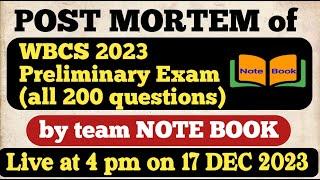 WBCS 2023 Preliminary | Detail analysis of 200 questions | Note Book