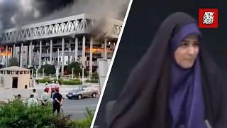 Aftermath of Israeli strikes of state-run network HQ in Iran