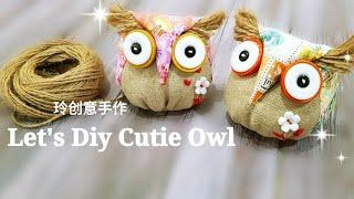 DIY Christmas gift~ Little Cutie Owl | FREE TEMPLATE DOWNLOAD|可爱猫头鹰创意教学~布碎利用#HandyMum 