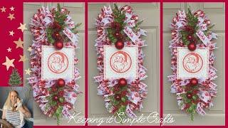 EASY CHRISTMAS DOOR SWAG - WREATH DIY USING A PAINT STIR STICKWOODLAND RUFFLE