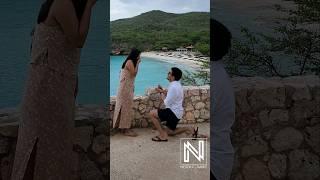 She said YES! Beach Wedding Proposal at Kenepa Grandi - #weddingproposal #curacao #shesaidyes