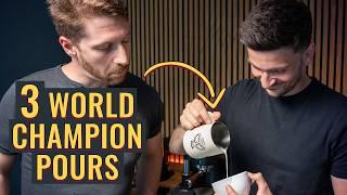 How To Pour 3 World Latte Art Championship Winners feat. Barista Benji