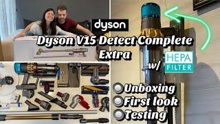 DYSON V15 DETECT COMPLETE EXTRA | UNBOXING, FIRST LOOK AND PERFORMANCE TESTS | Leni in Holland