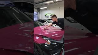 Wrapping the hood on this 370z in @inozetek Supergloss Ruby Star #asmr #wrap