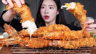 ASMR MUKBANG | Massive Deep-fried King Tiger Shrimps  Gat-Kimchi & Tartar Sauce & Hot Chili Sauce