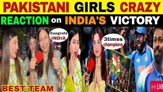 PAKISTANI GIRLS CRAZY REACTION INDIA WON 3RD ICC CHAMPIONS TROPY 