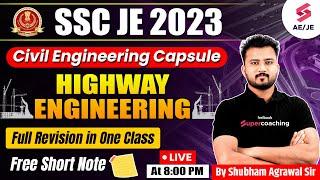 SSC JE Civil Engineering 2023 | Highway Engineering | Civil Engineering Capsule | By Shubham Sir