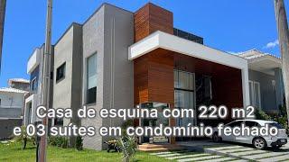 Obra finalizada: casa de 220 m2 e 3 suítes em terreno de esquina. Condomínio de alto padrão em Macaé