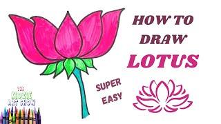 How to draw a Lotus flower step by step easy tutorial for kids