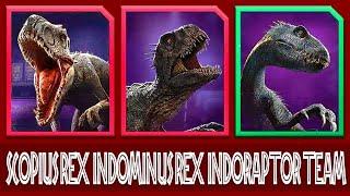 INDOMINUS + SCORPIUS REX + INDORAPTOR TEAM (JURASSIC WORLD ALIVE)