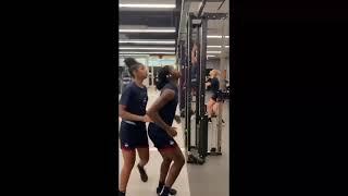 UConn women hitting the weight room