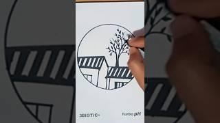 "How to Draw a House and Tree Inside a Circle | Easy Step-by-Step Tutorial | Drawing with Tasnia