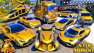 GTA 5 - Stealing  MERCEDES GOLDEN CARS with Franklin! | (GTA V Real Life Cars #145)