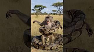 Rescue team shoot to  help the monkey  escape from the python #shorts #animals