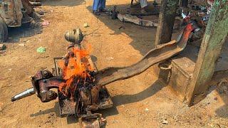 How Front Axle are Repair In Local Workshop || Amazing Skills of Rebuilding Bent Truck Front Axle