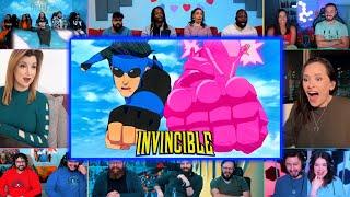 Youtubers React To INVINCIBLE & ATOM EVE VS DRAGON | Invincible S3 Ep 5 DRAGON FIGHT Reaction Mashup