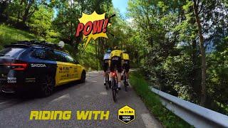 On the way to Italy with Jonas Vingegaard, Wout van Aert and Laporte. 