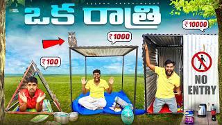 Low Budget to High Budget  Iron Sheets Houses Overnight Survival Challenge  Telugu Experiments