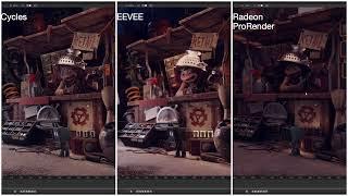 Blender Interactive Renderer Comparison - EEVEE, Cycles and Radeon ProRender