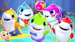 Five Little Sharks Went Swimming One Day, Nursery Rhyme And Kids Song