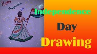 Independence day drawing for beginners with cryone  -step by step