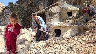 The art of making a dog feeding place with cement in the natural environment