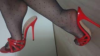 gorgeous combination of stiletto high heel mules with stockings | #trending #viralvideo