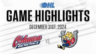 OHL Highlights: Oshawa Generals @ Barrie Colts Dec. 31, 2024