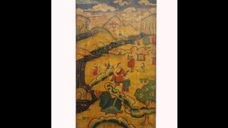 Tibetan Antique Village Living Painting Door Screen Panel WK2586