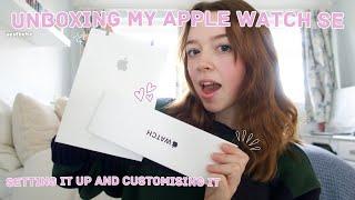 Unboxing my apple watch SE 🩷️ setting it up and customizing it