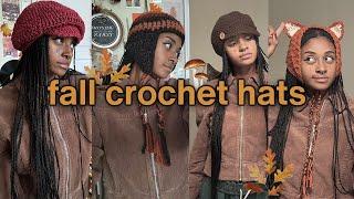   Fall Crochet Hats   | Newboy Cap , Tassel Beanie, Fox Ear-warmers / Bonnet | tutorial