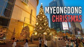 The Christmas season has already begun in Myeongdong Street! | Walking Tour Seoul 4K HDR